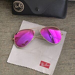 Pink and copper mirrored Ray-Ban aviator sunglasses - Excellent condition